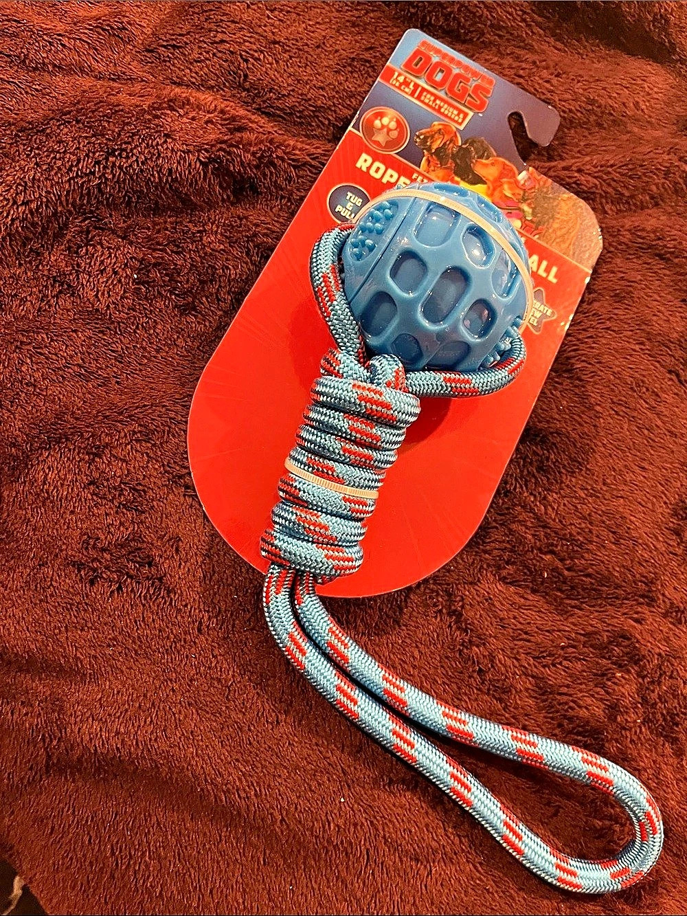 Superpower Dogs Rope Tug with Ball 2NWT Blue & Red